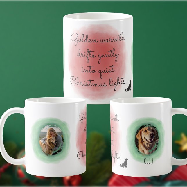 Vattenfärg jul Golden Retriever anpassad Kaffemugg (Skapare uppladdad)
