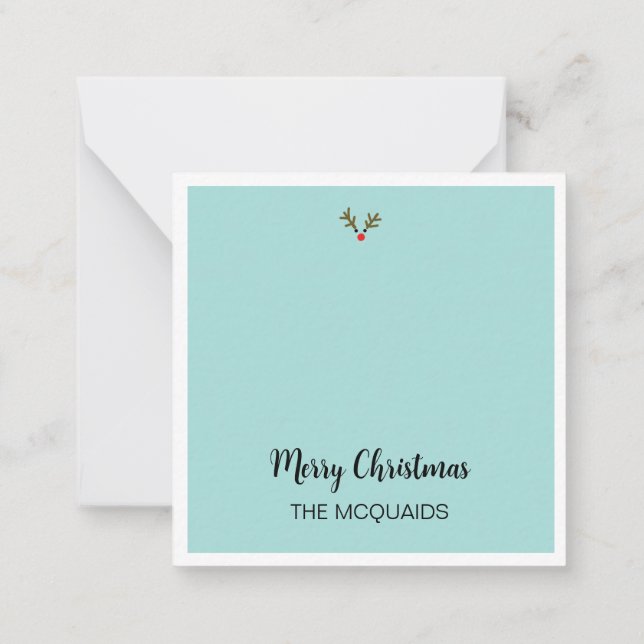 Vattenfärg jul gran med Rudolf Namngiven Anteckningskort (Baksida)