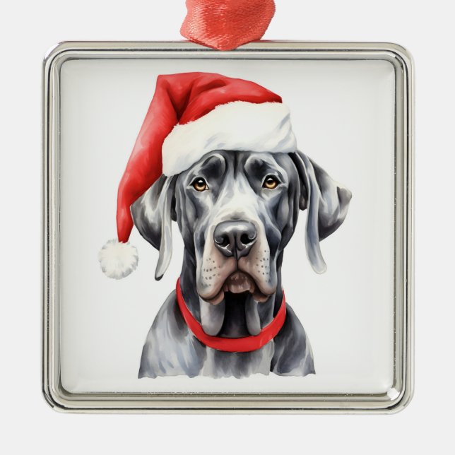 Vattenfärg jul Great dane Ornament (Framsidan)