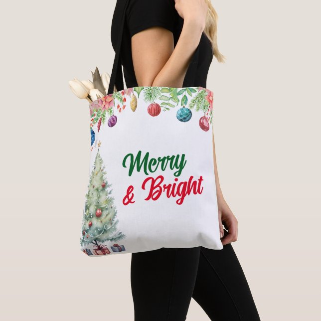 Vattenfärg Jul Holiday  Tygkasse (Närbild)
