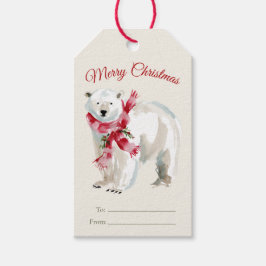 Vattenfärg jul Isbjörn presentkort Presentetikett