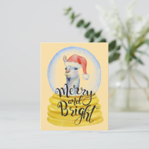 Vattenfärg Jul Lama - Julkort