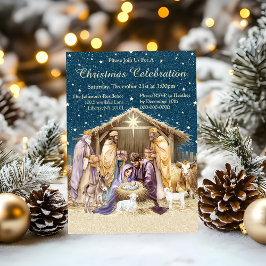 Vattenfärg jul nativity inbjudningar