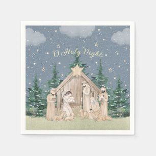 Vattenfärg jul nativity pappersservett