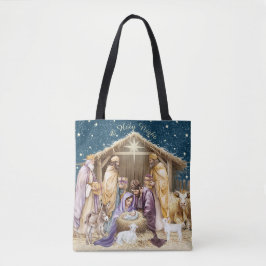 Vattenfärg jul nativity tygkasse