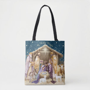 Vattenfärg jul nativity tygkasse