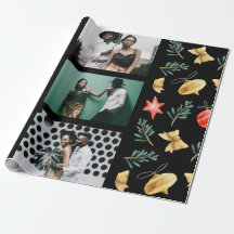 Vattenfärg jul Ornaments Photo Collage Black