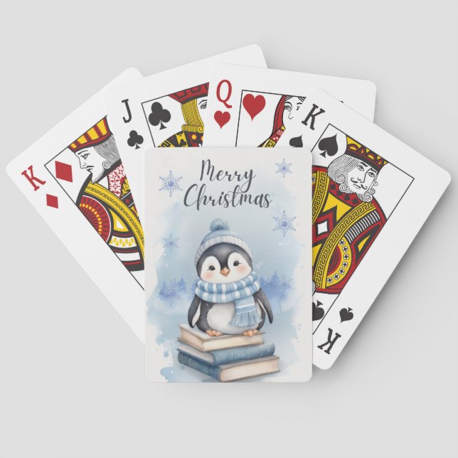 Vattenfärg jul Penguin Casinokort (Baksidan)