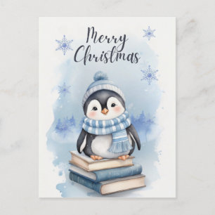 Vattenfärg jul Penguin Helg Vykort