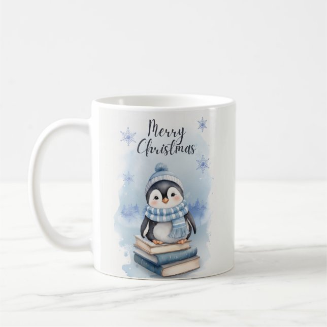 Vattenfärg jul Penguin Kaffemugg (Vänster)