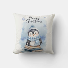 Vattenfärg jul Penguin Kudde