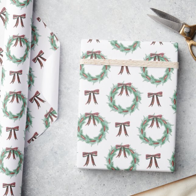 Vattenfärg jul Play Bow Garland Presentpapper (Skapare uppladdad)