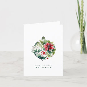 Vattenfärg jul Poinsettia Bobble Foto Helgkort