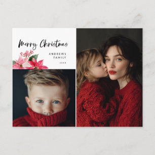 Vattenfärg jul poinsettia design helg vykort