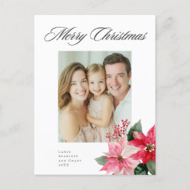 Vattenfärg jul poinsettia design helg vykort