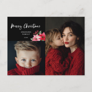 Vattenfärg Jul Poinsettia Design Helg Vykort