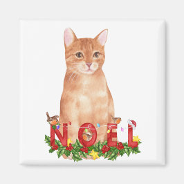 Vattenfärg jul randig katt magnet