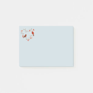 Vattenfärg jul Red Bird Cardinal Holly Post-it Block
