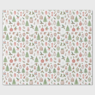 Vattenfärg Jul Sömlösa Mönster Presentpapper