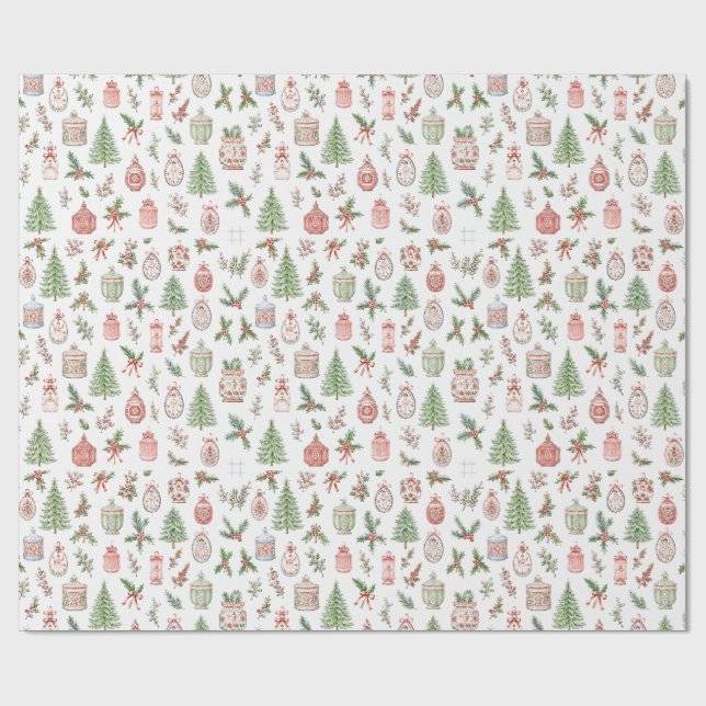 Vattenfärg Jul Sömlösa Mönster Presentpapper (Platt)