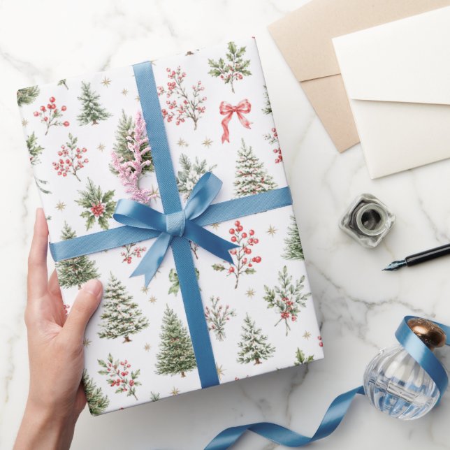 Vattenfärg Jul Sömlösa Mönster Presentpapper (Gifting)