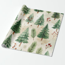 Vattenfärg Jul Tallar Sömlös