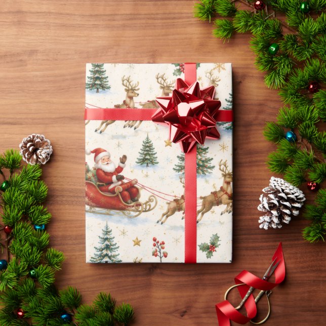 Vattenfärg jul tomte & renar jul  presentpapper (Julgåva)