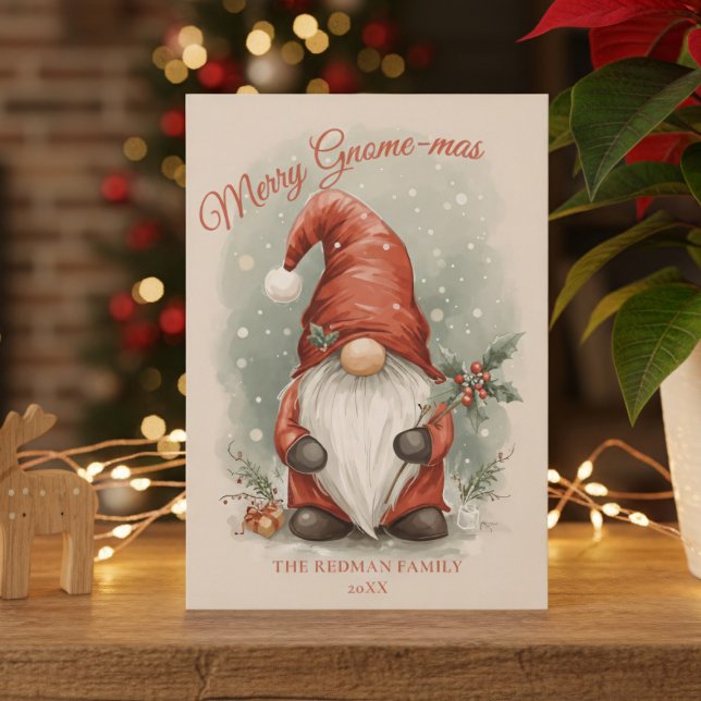 Vattenfärg jul Tomte Semesternkort Julkort (Spread joy, one gnome card at a time!)