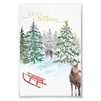 Vattenfärg jul tryckt affisch fototryck