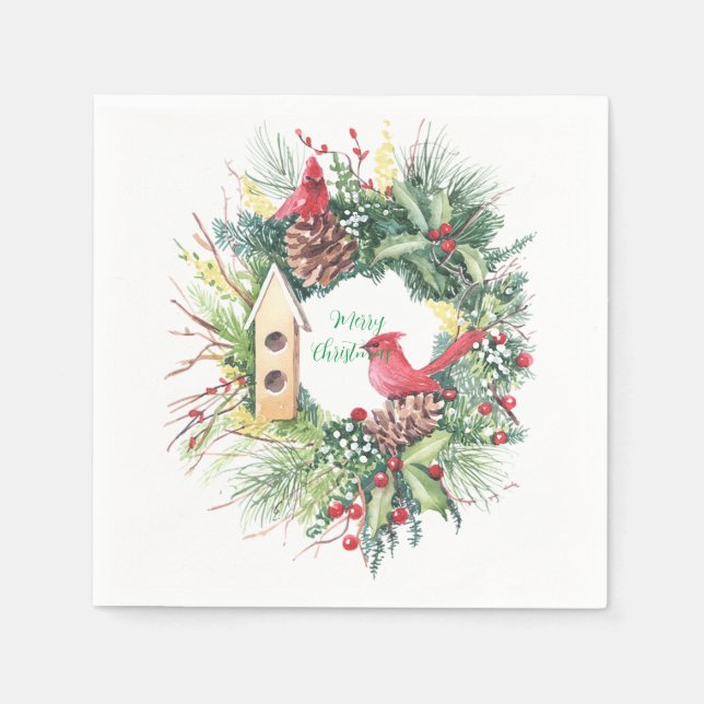Vattenfärg jul Utandning med Holly Pappersservett (Framsidan)
