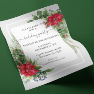 Vattenfärg Julfest Blommig Julstjärna Flygblad