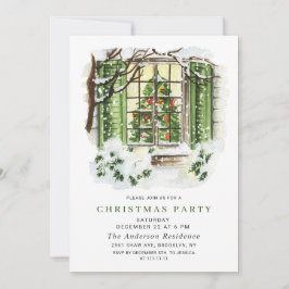 Vattenfärg julfirande på lanthuset julfest inbjudningar