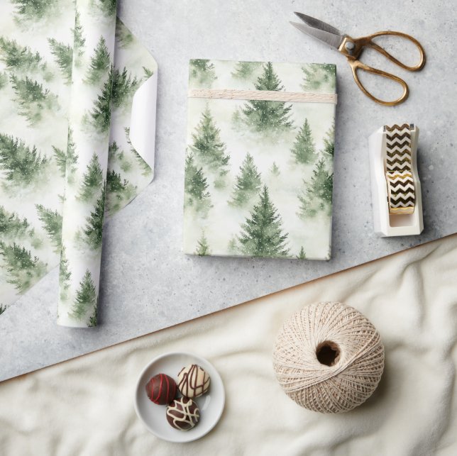 Vattenfärg Julgran Holiday Mönster Presentpapper (Hantverk)