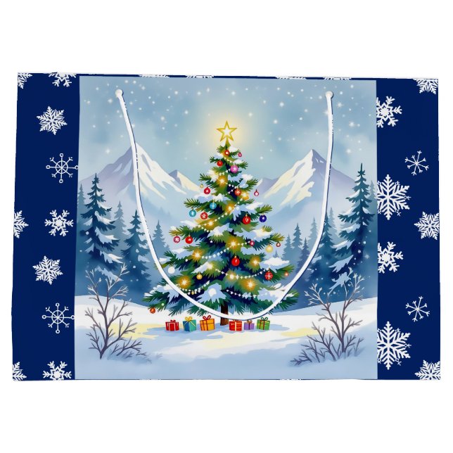 Vattenfärg Julgran i bergsfoto (Baksidan)