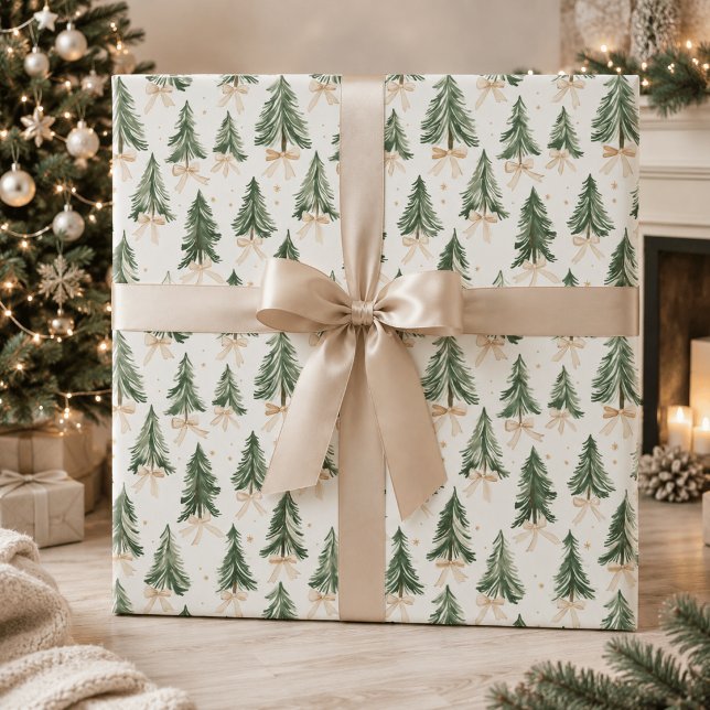 Vattenfärg Julgran Inpackningspapper Presentpapper (Skapare uppladdad)