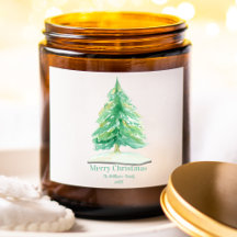 Vattenfärg Julgran med Guld Snö