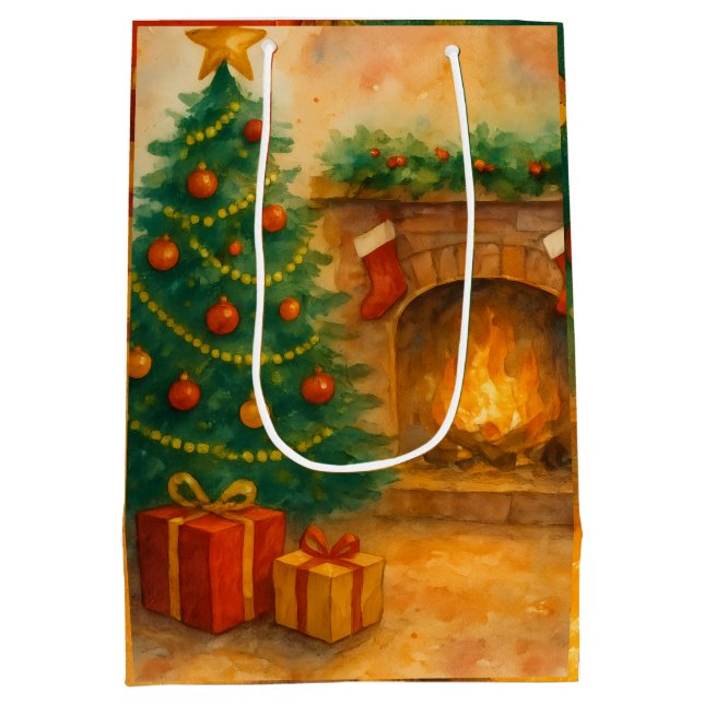 Vattenfärg Julgran & Mysig Öppen Spis Jul (Baksidan)