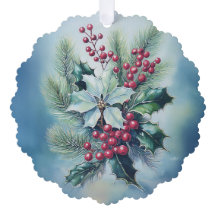 Vattenfärg Julgran Ornament Kort