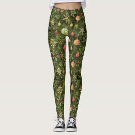 Vattenfärg Julgran, ornament Leggings