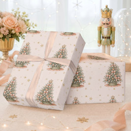 Vattenfärg Julgran Persika Mint Högtid Presentpapper