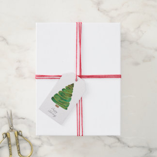 Vattenfärg Julgran Presentmärke - Anpassningsbar Presentetikett