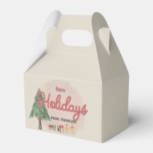 Vattenfärg julgran retro stil Favor Box