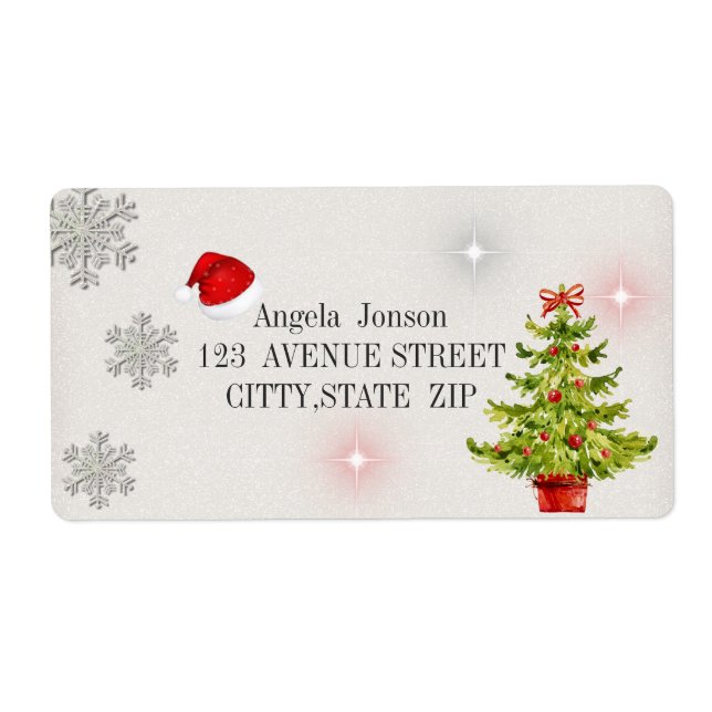 Vattenfärg Julgran, Santa Hat, Glitter Fraktsedel (Framsidan)