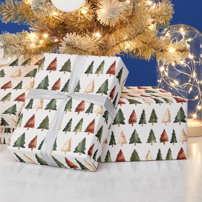 Vattenfärg Julgranar för Högtiden  Presentpapper (Helgdagar)