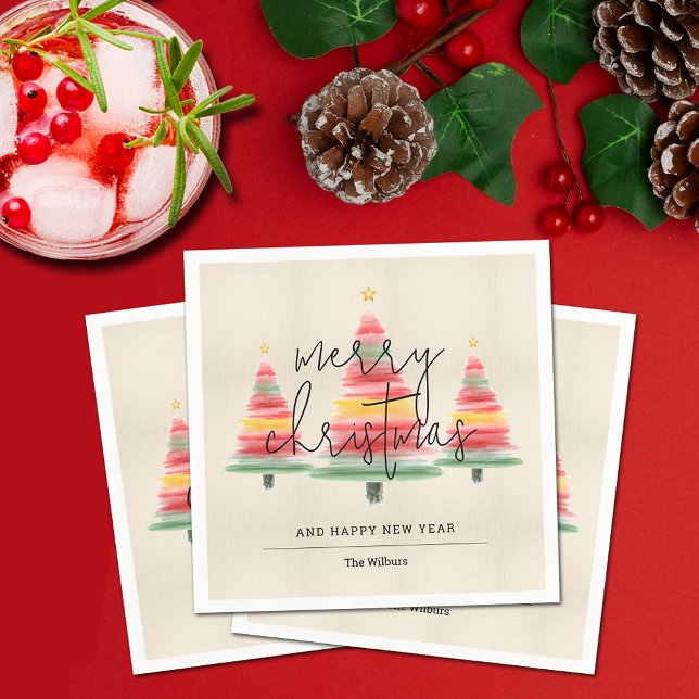 Vattenfärg Julgranar Pappersservett (Skapare uppladdad)