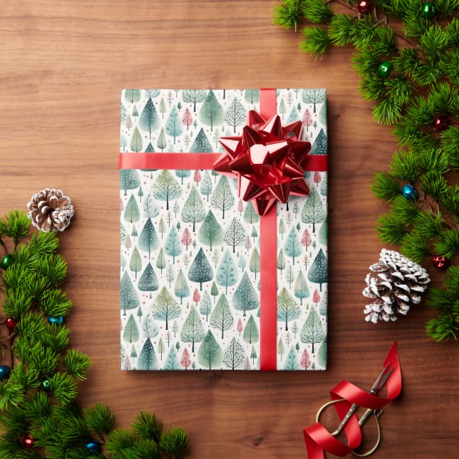Vattenfärg Julgranar Presentpapper (Julgåva)