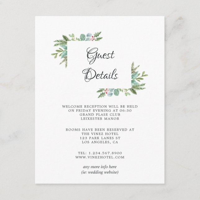 Vattenfärg Julgrans Högtidsvigg Invitation För Brö Tilläggskort (Framsida)