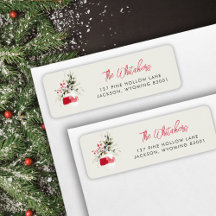 Vattenfärg julgransprydnad returadressetikett