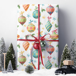 Vattenfärg Julgransprydnad Semester Mönster Presentpapper