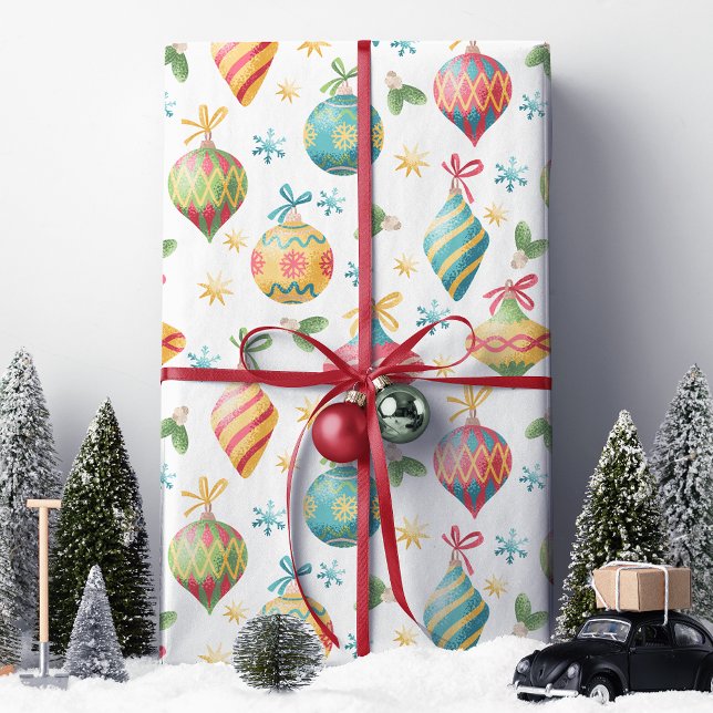 Vattenfärg Julgransprydnad Semester Mönster Presentpapper (Skapare uppladdad)